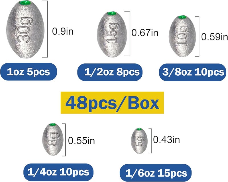 TKHDBF Egg Weights Egg Fishing Sinkers Lead Weights Catfish Weights Slide Sinkers for Fishing Line Assortment - Image 3